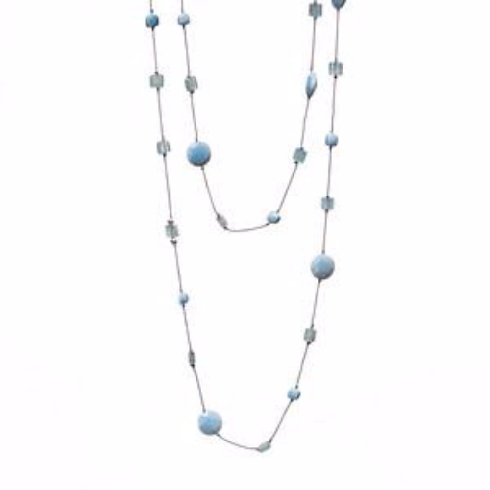 Olivia Hand Knotted with Opal and Kyanite Necklace